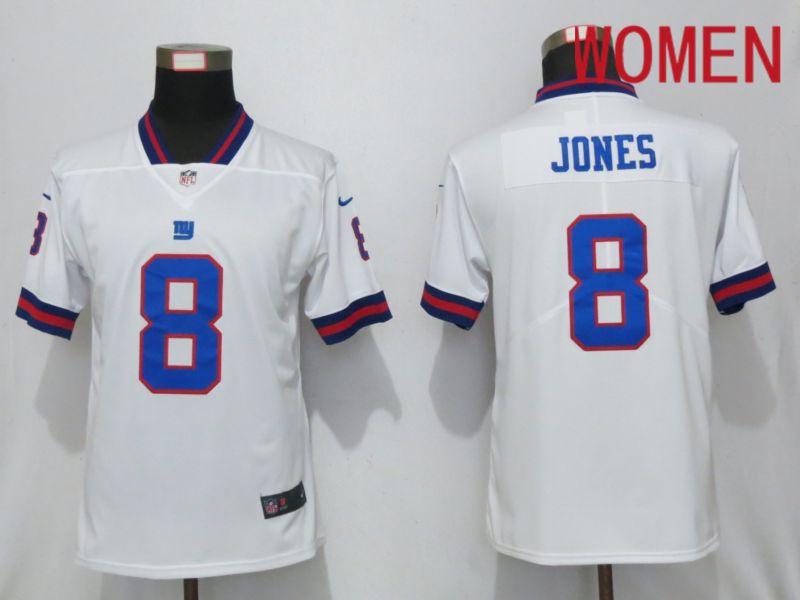 Women New York Giants #8 Jones Navy White Nike Color Rush Elite Playey NFL Jerseys->women nfl jersey->Women Jersey
